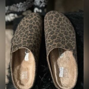Birkenstock Brown Leopard Print Women's Slippers